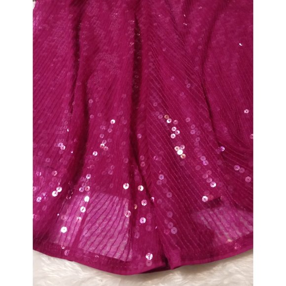 Pinko Sequin Galore Pink Maxi Tube Skirt Holiday Party  Side Zipper Sz S - Picture 3 of 4